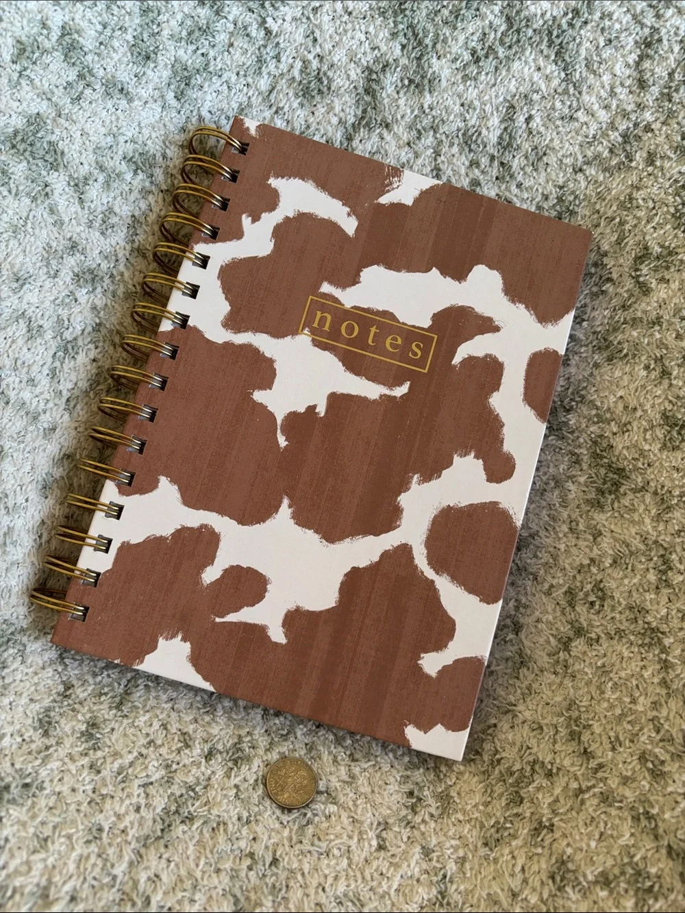 Notes Spiral Lined Notebook Journal Brown & White Cowhide Western NWT 250pg